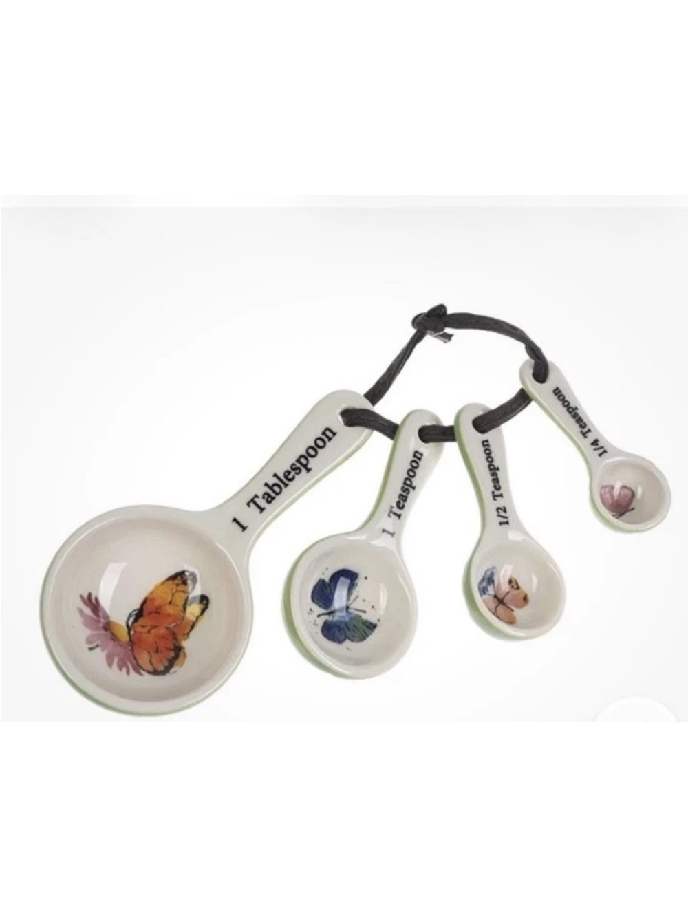 GANZ Ceramic Butterfly Measuring Spoon Set in White and Pastel Accents floral